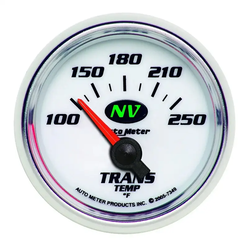 Autometer Electric Transmission Temperature Gauge — 2-1/16 Inch, 100–250°F Range, Black Face 1