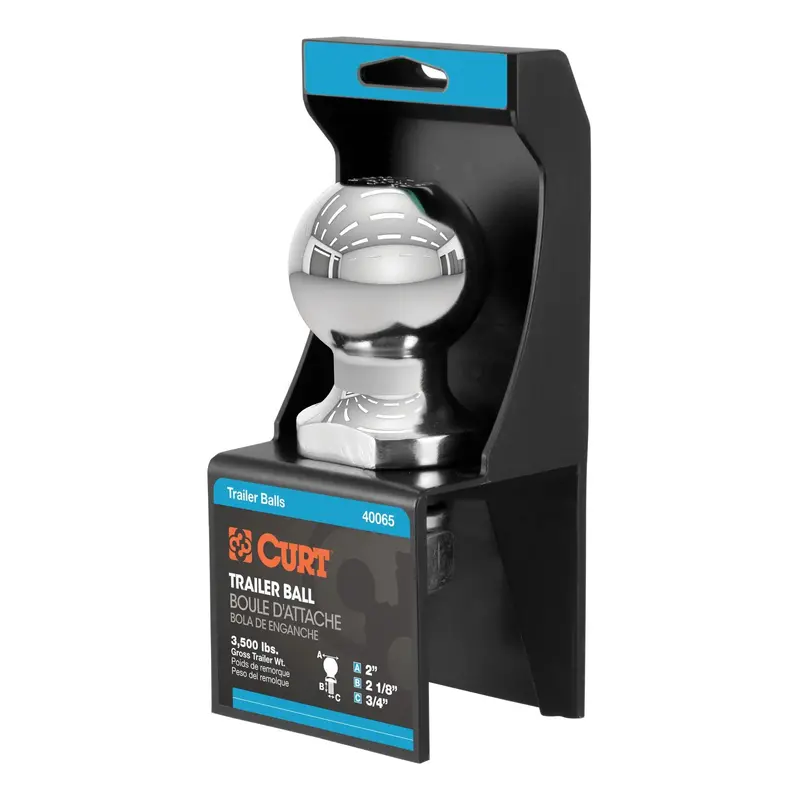 Curt 40065 Chrome Trailer Ball – 3/4-Inch Diameter X 2-1/8-Inch Shank, 3,500-Pound Rating 1