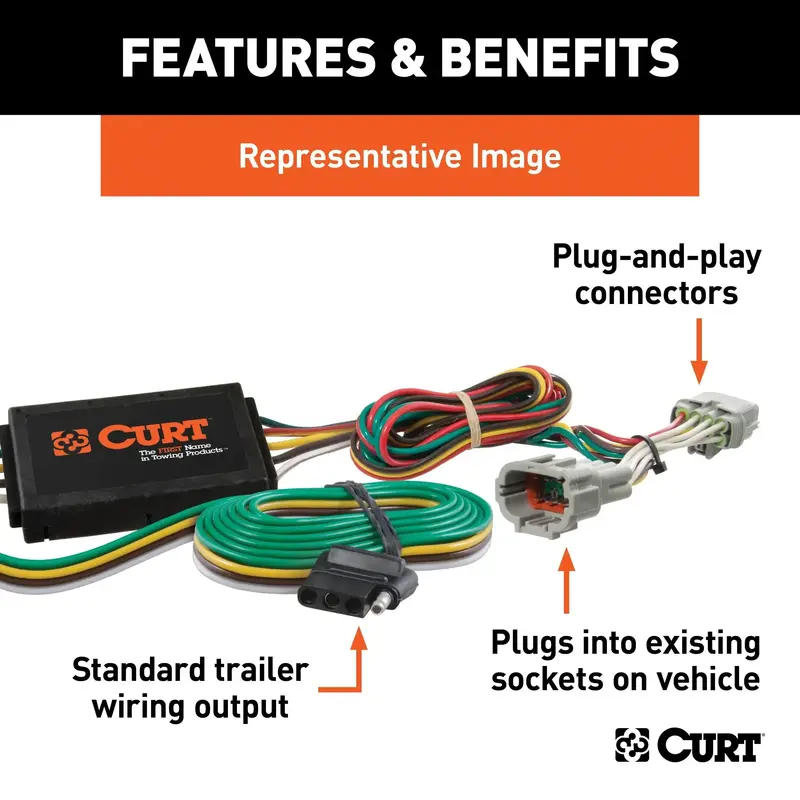Curt 56353 Custom 4-Way Flat Trailer Wiring Harness For Toyota Prius 1