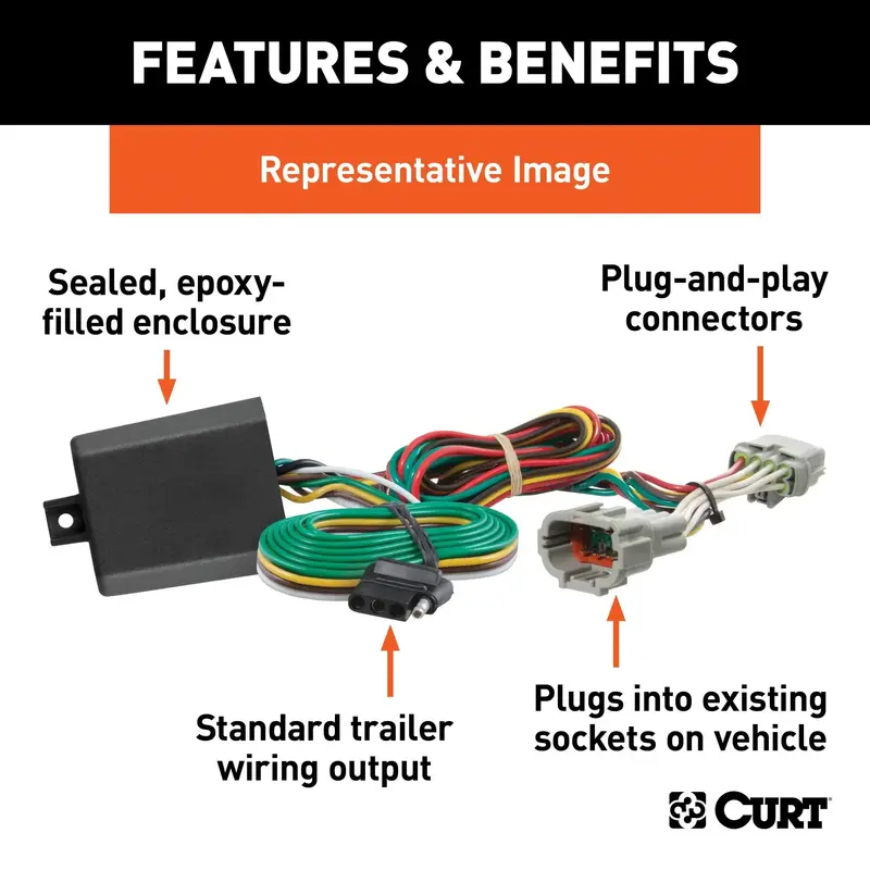Curt Custom 4-Pin Flat Trailer Wiring Harness For Ford Escape 1