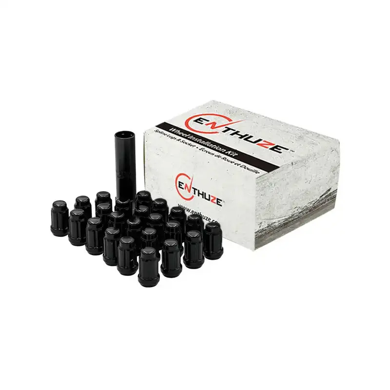 Enthuze Acte-188C-K6-B Closed-End Black Spline Lug Nuts – 6-Lug Fitment 1